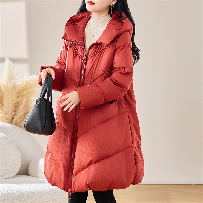 2024年冬季女装新款连帽斗篷型纯色通勤新g标90白鸭绒羽绒服,女装羽绒服,初闻兮