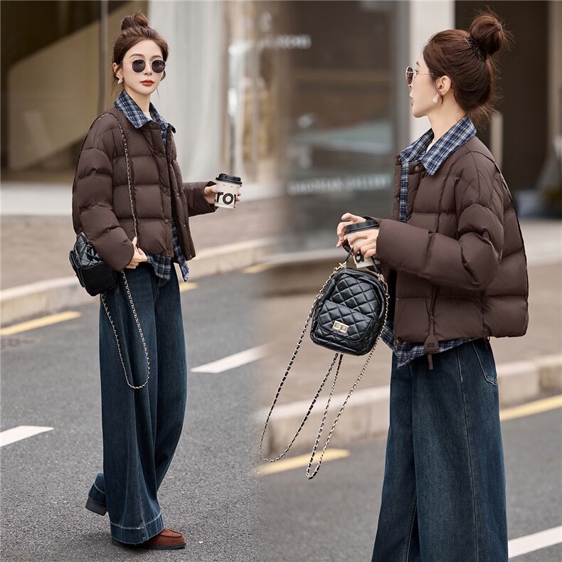 现货假两件套羽绒服女2025年冬季新款女装时尚休闲泡芙羽绒服,女装羽绒服,关键词