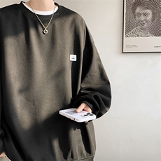 5XL-M华夫格美式大码卫衣男秋季笑脸贴标上衣潮牌ins外套WY06P35，男装卫衣，电商D206-1