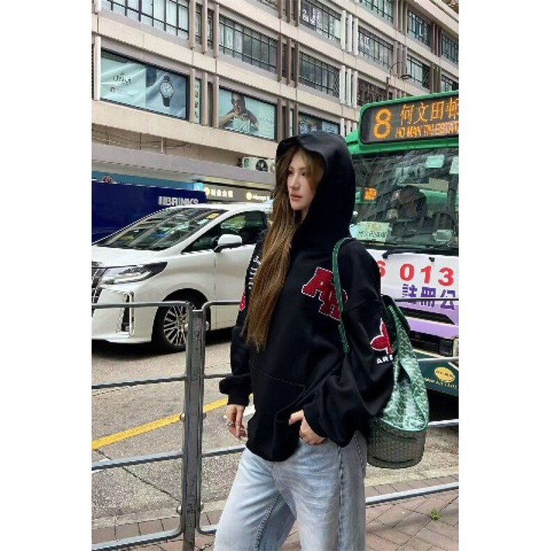 W10273-P53 网图现货 320克华棉美式高街刺绣连帽卫衣图片