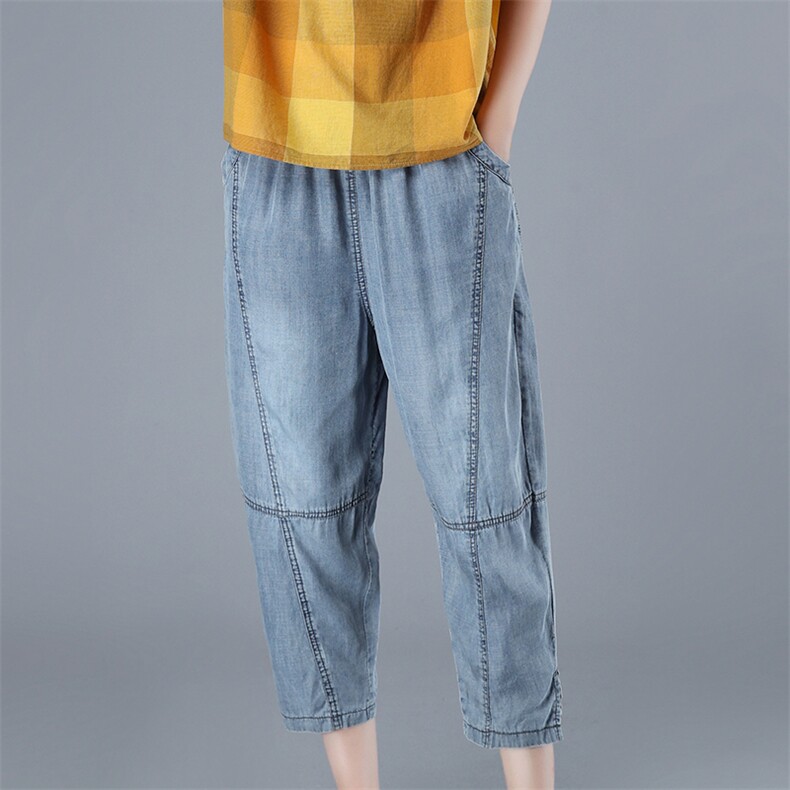 休闲时尚潮流牛仔裤中腰2021年夏季个性宽松气质，女装牛仔裤，叶笙衣