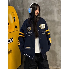 文艺简约百搭潮流气质原宿双层毛呢棒球服慵懒流行ins时尚JH16，女装职业装，星座1116A（原606A-3）