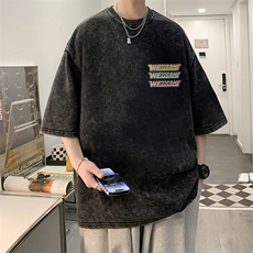 B239-1052-P38美式水洗做旧彩色字母印花短袖高克重T恤，男装T恤，星座514-2(原B239)