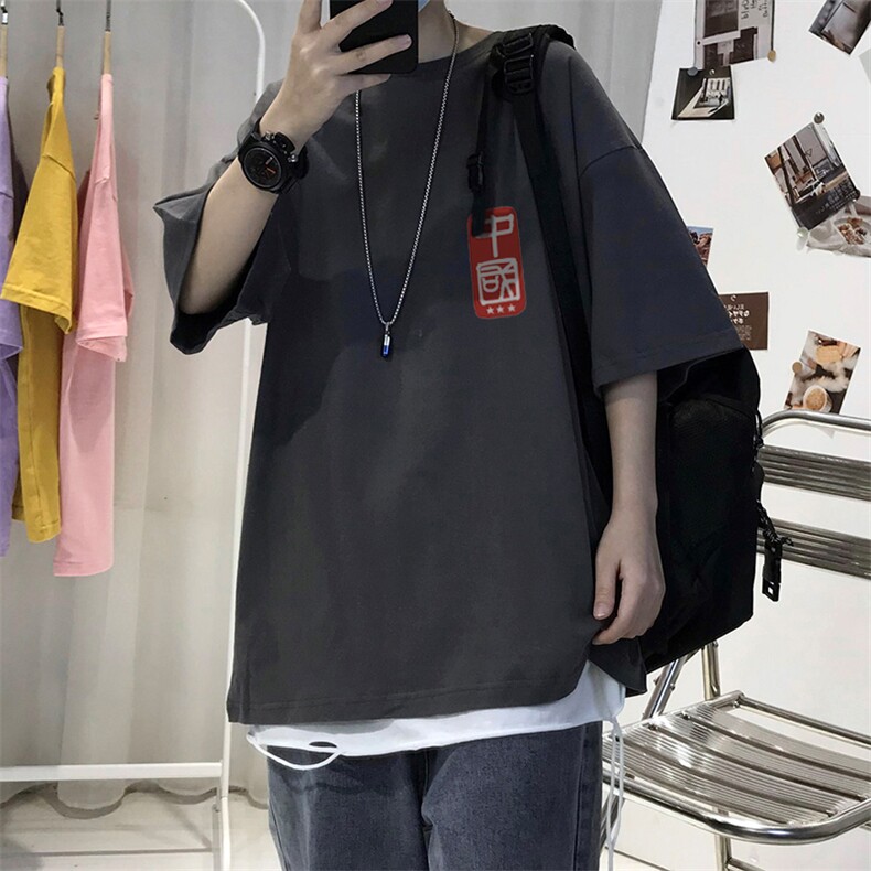 T008常年款男士休闲字母印花T恤衫外套圆领半袖五分袖TEE男女中性,男装T恤,星座115A-3