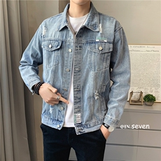 JK820-p80M-5X店主风ins牛仔夹克绣花破洞大码男日系CITYBOY，男装夹克，星座103A