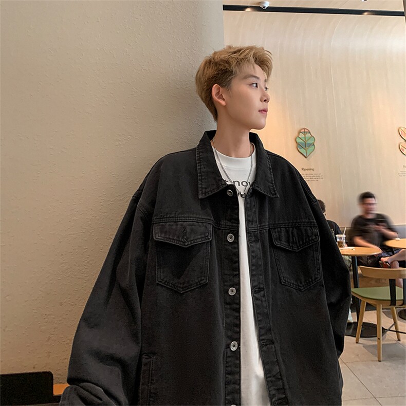 牛仔外套A129-8013P68经典款复古水洗牛仔做旧宽松大版,男装工装外套,电商A129