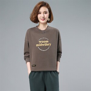 2022年春季新款长袖圆领卫衣女宽松显瘦韩版印花字母上衣服打底衫图片