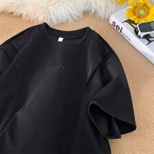 短袖T恤男夏美式高街假两件圆领套头衫刺绣潮牌宽松体恤，男装T恤，星座410-6（原星座1304-1）