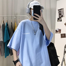 XZ115A-T06200克纯棉男女字母印花大码S-5XL10色T恤衫圆领半袖，男装T恤，星座115A-3