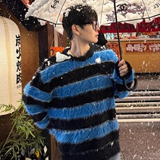 【005】5条纹毛衣男款冬软糯针织衫情侣外套A079-MY604-P49，男装针织衫/毛衣，电商A079