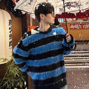 【005】5条纹毛衣男款冬软糯针织衫情侣外套 A079-MY604-P49图片