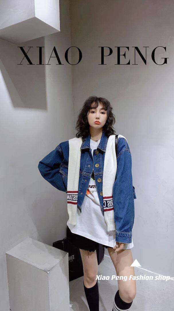 针织披肩牛仔外套，咖兰两色，其它，衣生缘