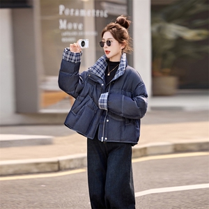 【现货！！！！】软糯牛仔羽绒服女式外套,女士黑色牛仔服搭配图片