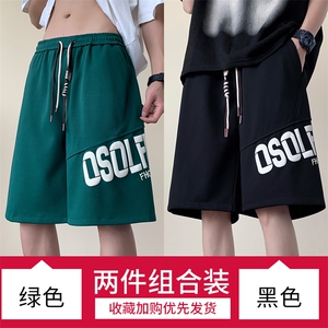得物品质夏男短裤字母发泡印花直筒休闲五分裤D027 P40图片