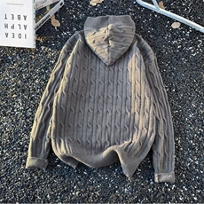 早春秋连帽套头牛角扣毛衣时尚宽松针织打底衫毛线衣男士外穿M866，男装T恤，星座601-1
