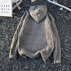 早春秋连帽套头牛角扣毛衣时尚宽松针织打底衫毛线衣男士外穿M866图片
