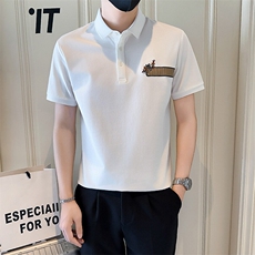 店主风社会小伙男翻领刺绣POLO衫男士夏季男上衣301A-1/PL116/P55，男装Polo衫，星座301A-1