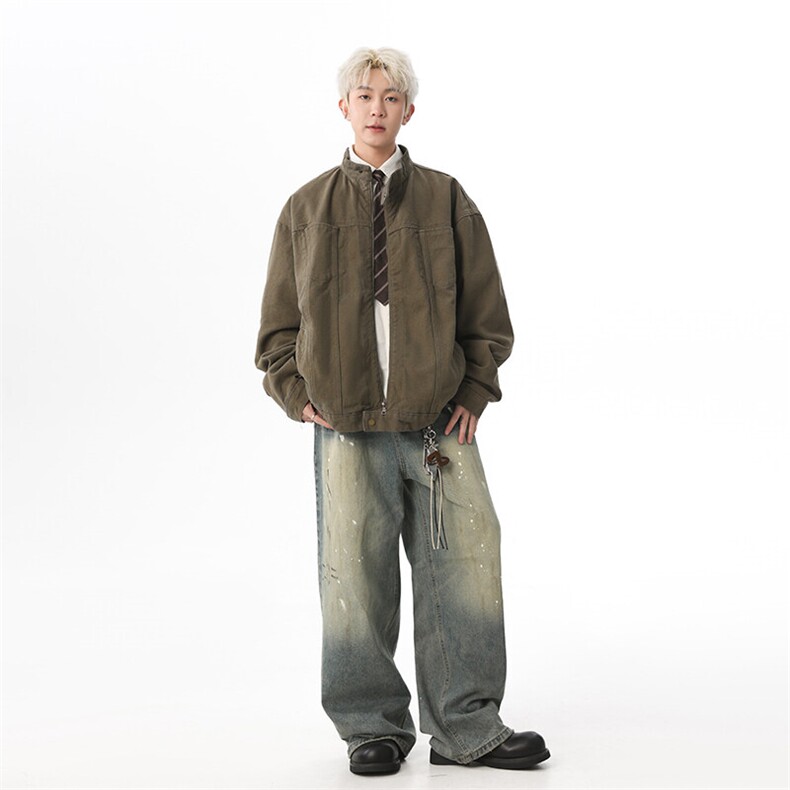 春季复古重磅水洗帆布哈灵顿外套男立领设计感休闲夹克JK1168-P98,男装夹克,星座1103-3