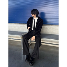 美式cleanfit立褶微喇西裤男女显高显瘦直筒垂坠感休闲裤K319-P45，男装休闲裤，星座1004-3