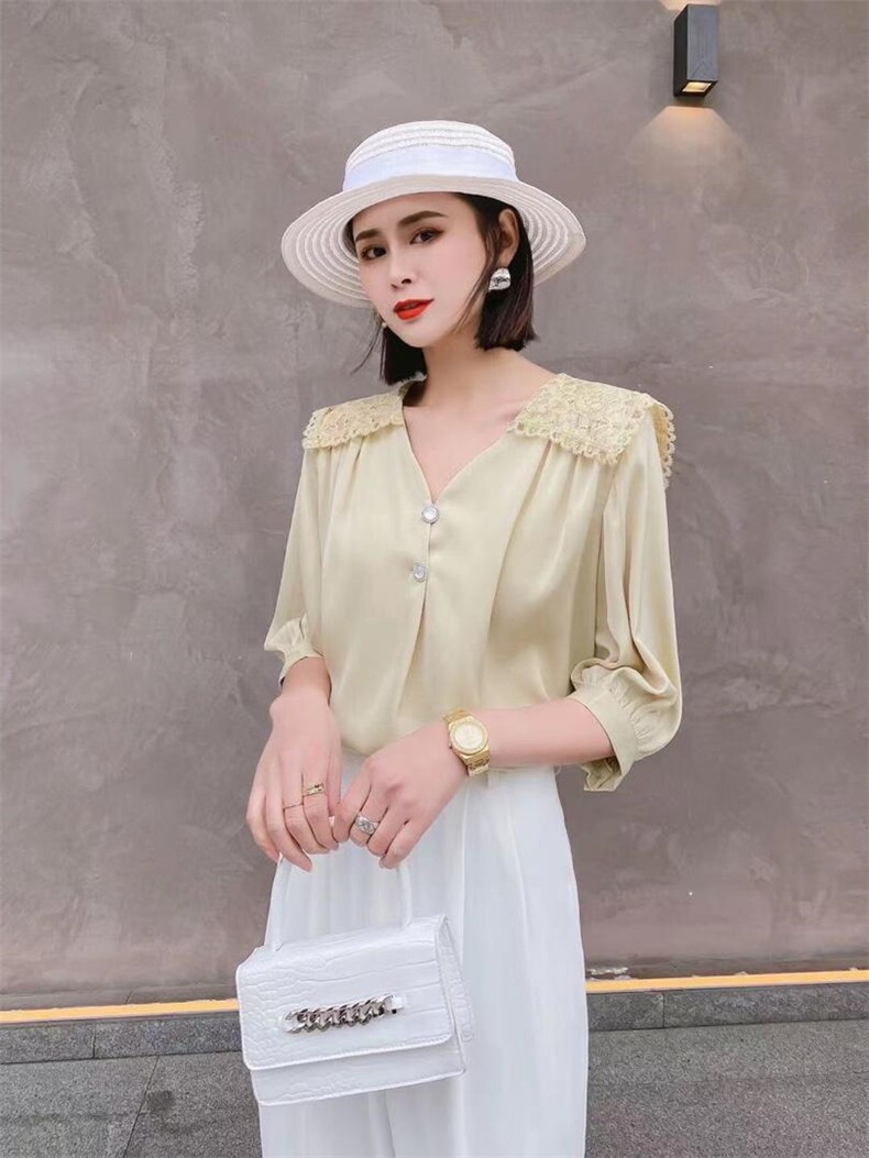 夏季新款娃娃领小衫，女装，TerreBleue