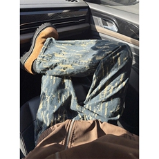 B221美式ins高街暗黑宽松直筒提花牛仔裤LK24398-特P52控88，男装牛仔裤，电商B221