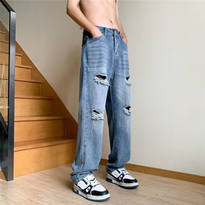 青春流行ins男直筒水洗牛仔裤 M715 P40图片