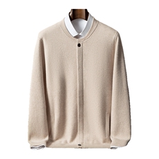 2025年秋季羊绒衫男士棒球领拉链开衫双面织加厚款针织夹克款毛衣，男装羊绒套衫，星纬羊绒