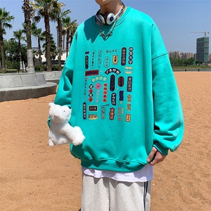 日系大码宽松无性别印花卫衣男套头衫外套 WY101 P35控价48图片