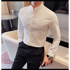 1506A/GW335610/P42美式复古立领衬衫男设计感暗扣修身型长袖，男装衬衫，星座1506A