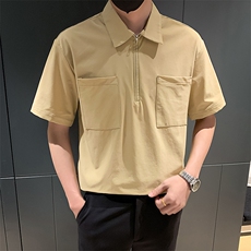 黑色2023夏装社会小伙男士纯色短袖衬衫男衬衣潮C3301-P58控价78，男装衬衫，电商A108