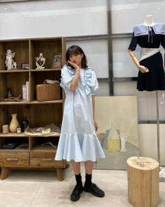 夏季新款木耳边连衣裙，女装连衣裙，coco