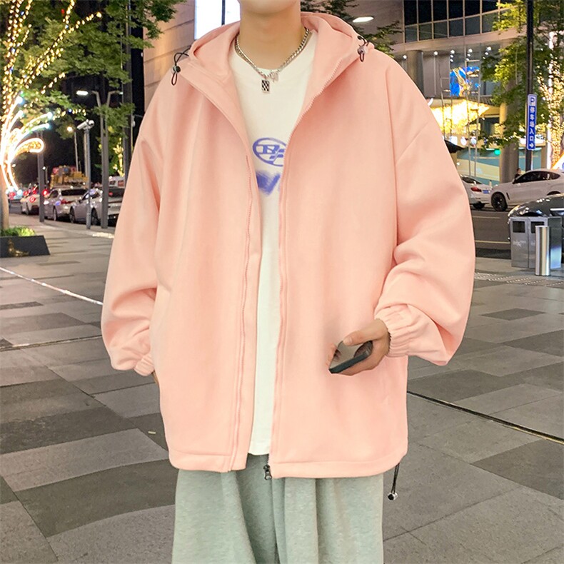 JK765P70港风二开宽松麂皮绒夹克百搭落肩简约连帽上衣外套,男装夹克,星座1204-3