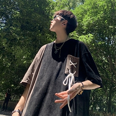 短袖t恤夏季2024新款潮流撞色五分袖潮牌小众设计感上衣，男装T恤，星座716-2