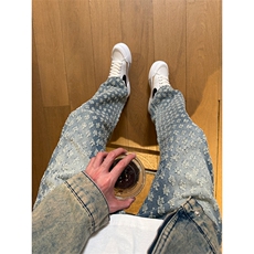 现货欧美hiphop炸街提花满印牛仔裤男K5826-P50，男装牛仔裤，星座205