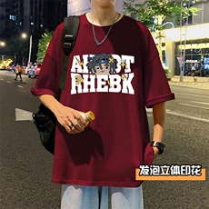 T662P32发泡立体印花夏季新品高街美式短袖T恤宽松ins重磅纯棉T，男装T恤，星座304A