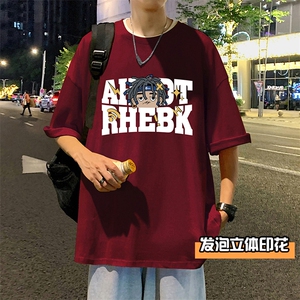 T662P32发泡立体印花夏季新品高街美式短袖T恤宽松ins重磅纯棉T图片
