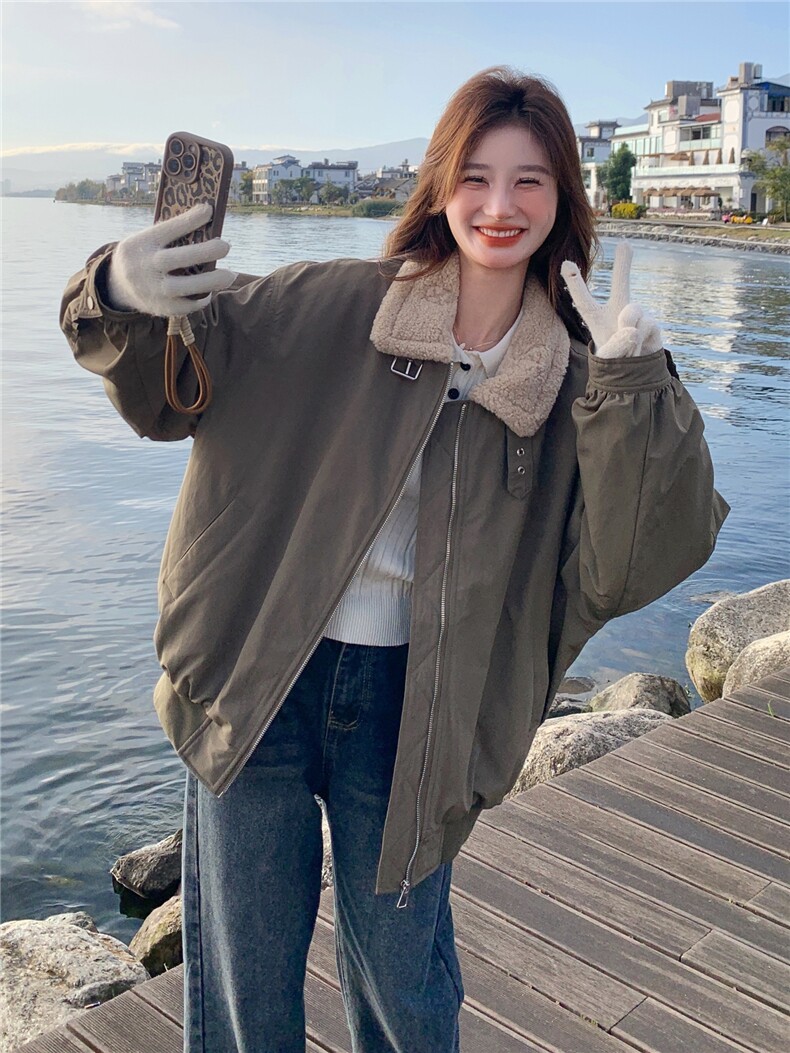 2025冬装新款毛绒翻领夹棉工装棉服7303-P195-K288,女装棉衣/棉服,浙宝152