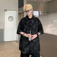 量大优供视频新风龙纹冰丝短袖衬衫男CP50-特p38，男装衬衫，电商B371