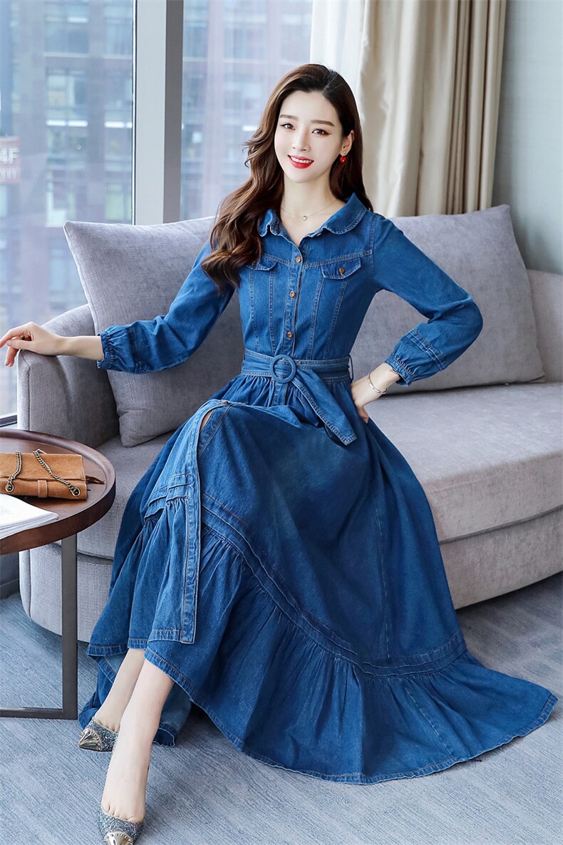 气质优雅舒适时尚2024年春季连衣裙娃娃领韩版九分袖,女装连衣裙,秋水欣儿