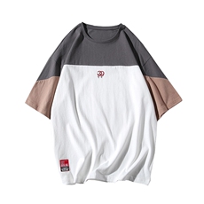 夏季新品潮流休闲拼色半袖T袖男士简约纯棉短袖上衣DS349TP25，男装T恤，电商A102