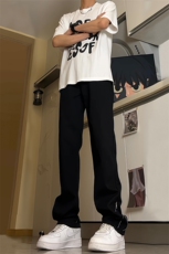 现货渐变拉链黑色牛仔裤男大码修身直筒裤K5804-K5805-P50，男装牛仔裤，星座205