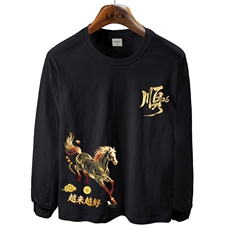 1506-1/WCX22041/P35纯棉束口长袖黑白色百搭时尚马年卫衣潮牌款，男装卫衣，星座1506-1