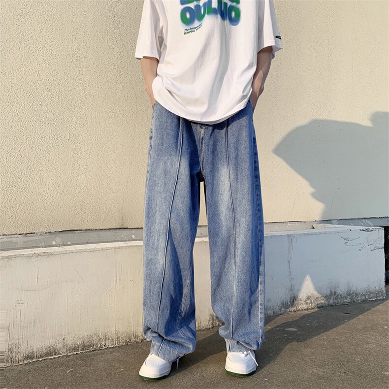 2024春季75棉港风男女美式宽松直筒休闲牛仔裤K7120P55,男装牛仔裤,星座225-5