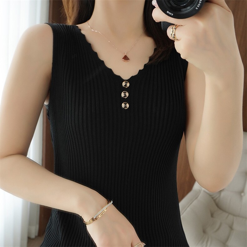v领新款针织女吊代纯色简约百搭宽松套头上衣内,针织衫/毛衣,戎洋