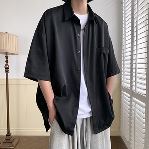 短袖衬衫男夏季新款港风宽松冰丝坠感衬衣CS8805-35图片