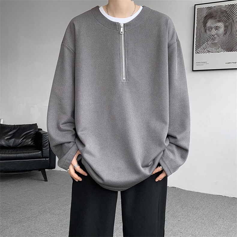 现货WY5508-P35特无差价控58大码高克重麦穗条针织慵懒卫衣，男装卫衣，电商D232