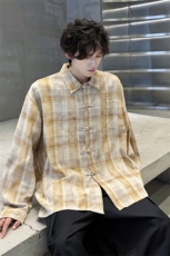 CS1157-特批45控88风盘扣衬衣设计感宽松潮上衣外套大码衬衫，男装衬衫，电商A059