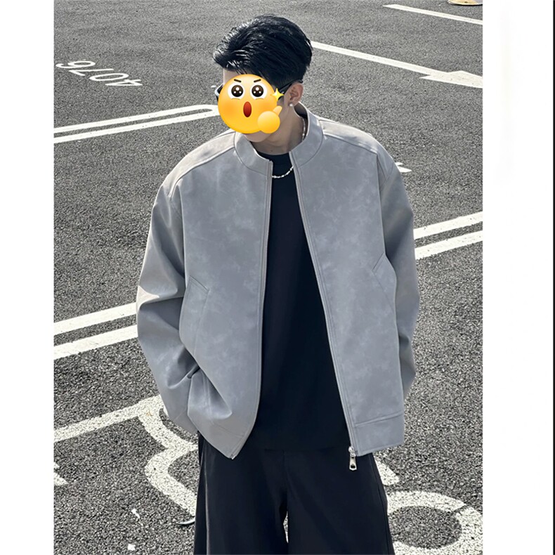 (网图慎用）特批P80无差价cleanfitPU皮扎染大码夹克外套男J5230图片
