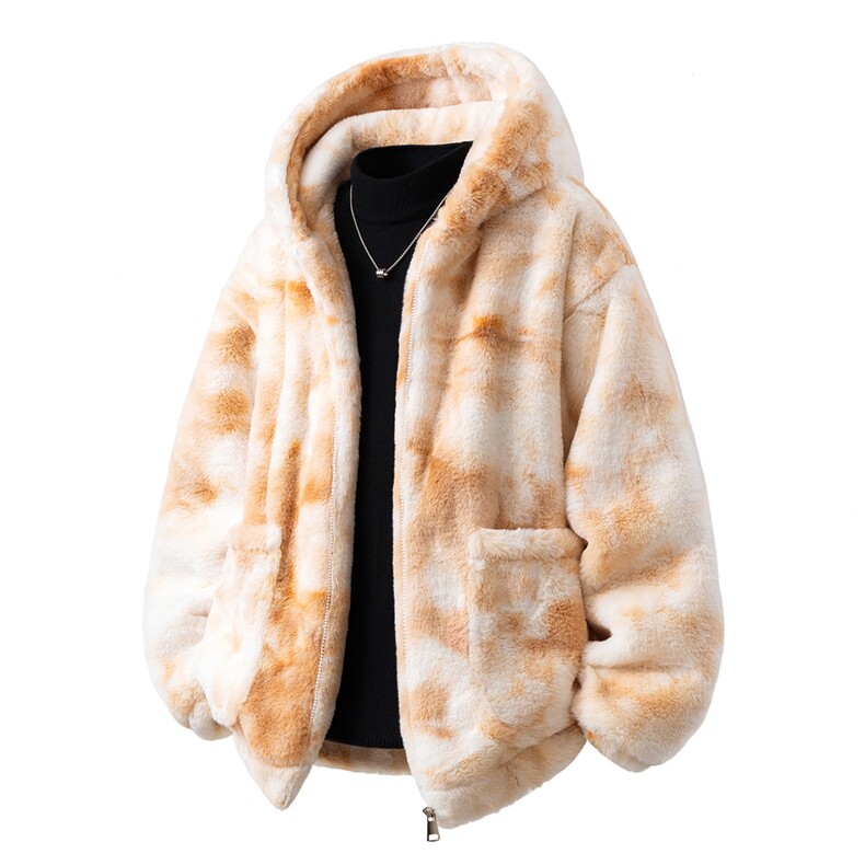 羊羔毛棉衣潮扎染情侣大码M-5XL毛绒外套男MY78198P138控198，男装棉衣，星座227-7