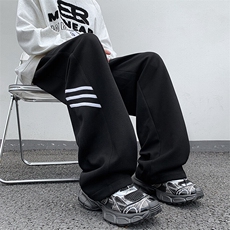 K897P50裤子男新款运动直筒条纹美式ins潮牌宽松休闲拖地长裤，男装休闲裤，星座304A-1